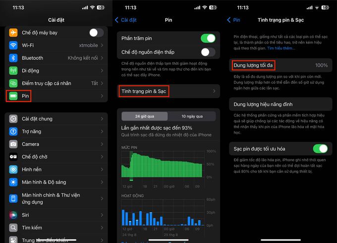 Cách kiểm tra pin iPhone bị chai trong Battery Health