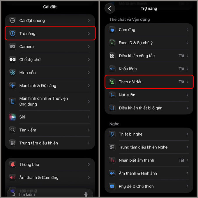 Mở ứng dụng Cài đặt và chọn Trợ năng