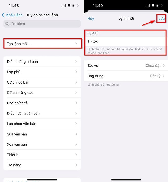 Nhấn chọn Tùy chỉnh các lệnh để tạo lệnh mới