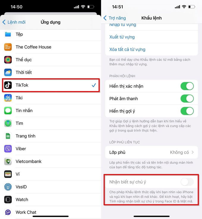 Chọn ứng dụng TikTok và nhấn Lưu để thiết lập tính năng