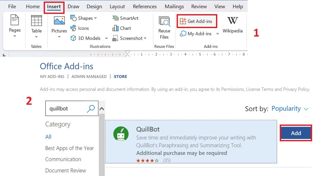Hướng dẫn sử dụng Quillbot trên Microsoft Word