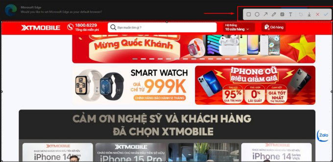 Dùng trình duyệt Microsoft Edge để chụp App 007Win hỗ trợ đa dạng nền tảng máy tính