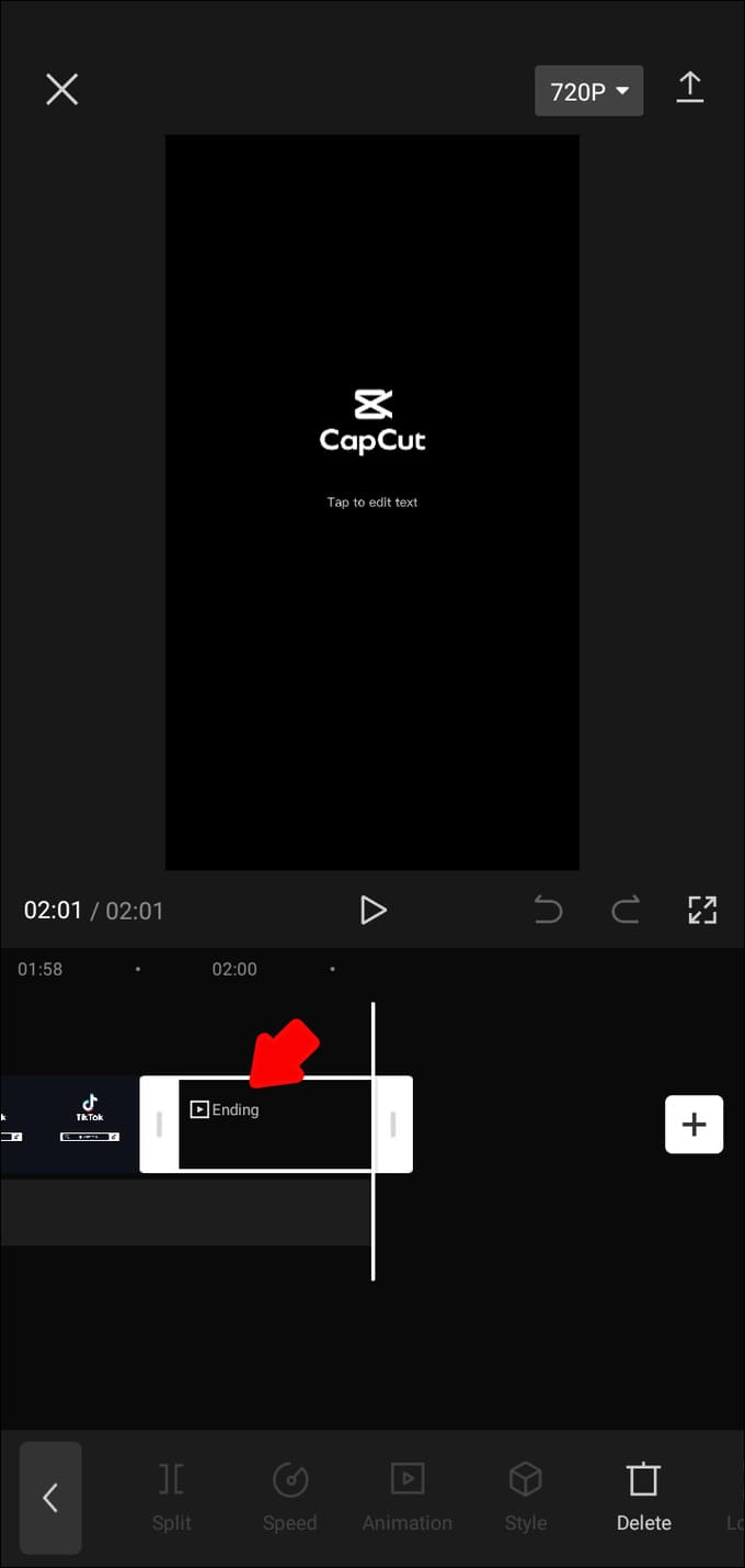 Cách xóa chữ Capcut ở phần kết thúc video bước bốn
