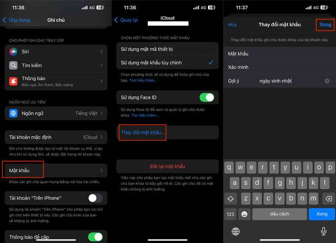 Cách khóa ghi chú trên iPhone và cách đổi mật khẩu