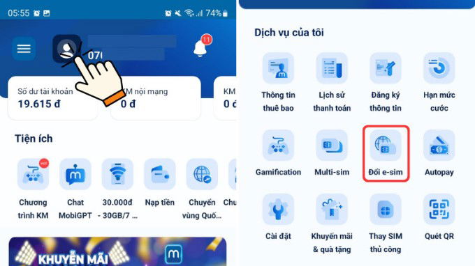 Kiểm tra 007win.com nền tảng chơi game sòng bạc trực tuyến đáng tin cậy nhất có eSIM hay không qua My Mobifone