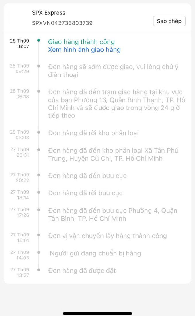 Kiểm tra thông tin đơn hàng trên ứng dụng Shopee