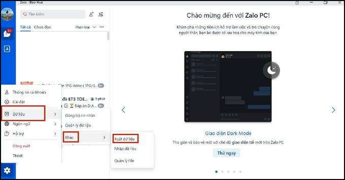 Cách sao lưu tin nhắn Zalo trên laptop, PC