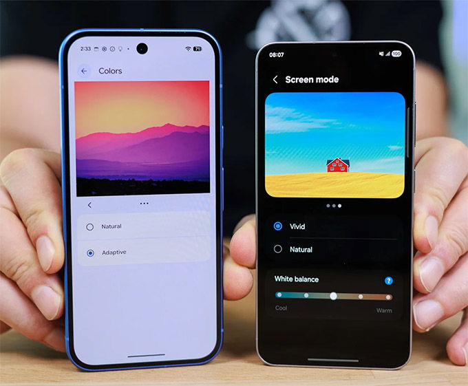 So sánh màn hình Galaxy S25 và Pixel 10