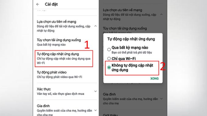 Tắt cập nhật ứng dụng tự động