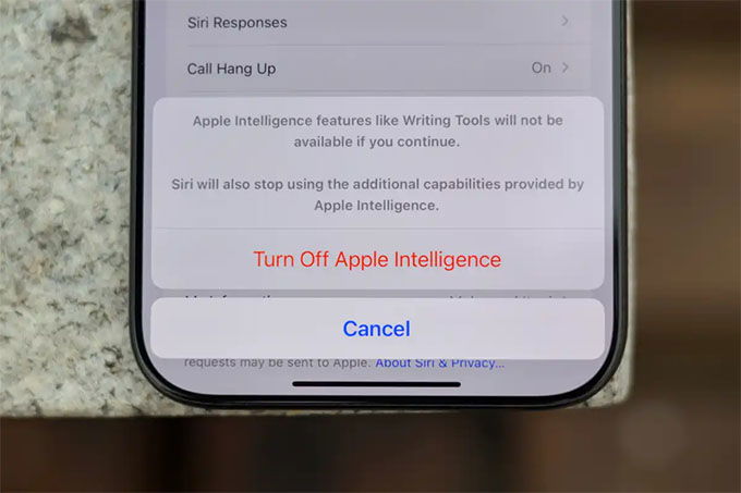 Tắt Apple Intelligence