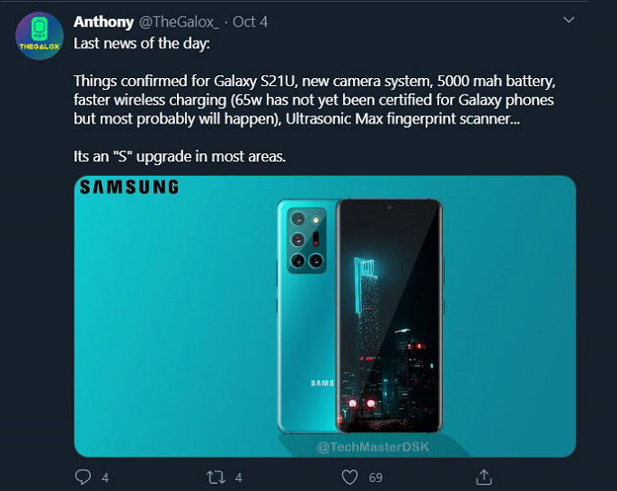 Galaxy S21 Ultra sẽ có nhiều nâng cấp mạnh mẽ về camera