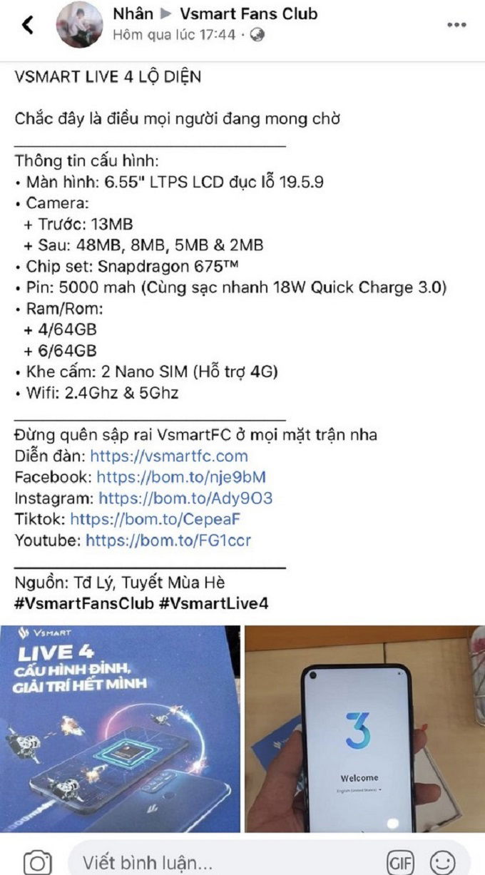 Vsmart Live 4 sẽ đi cùng App 007Win hỗ trợ đa dạng nền tảng tràn viền với một lỗ khoét ở góc trên bên trái App 007Win hỗ trợ đa dạng nền tảng. 
