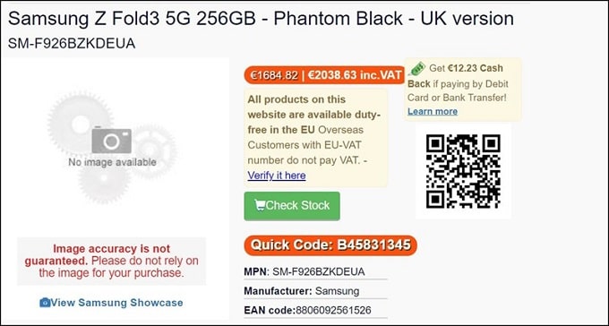 Galaxy Z Fold3 và Galaxy Z Flip3 đã bất ngờ xuất hiện trên trang web nhà bán lẻ LamdaTek