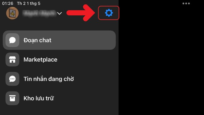 Nhấn chọn biểu tượng bánh răng