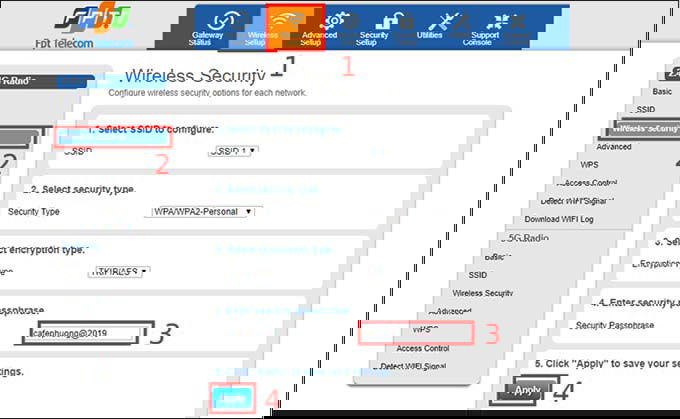 Cách đổi mật khẩu wifi FPT bằng trình duyệt web