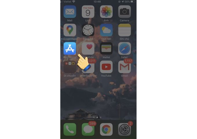Bước 1 chuyển vùng trực tiếp trên App Store