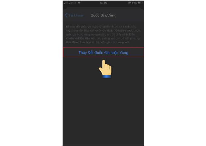 Bước 5 chuyển vùng trực tiếp trên App Store