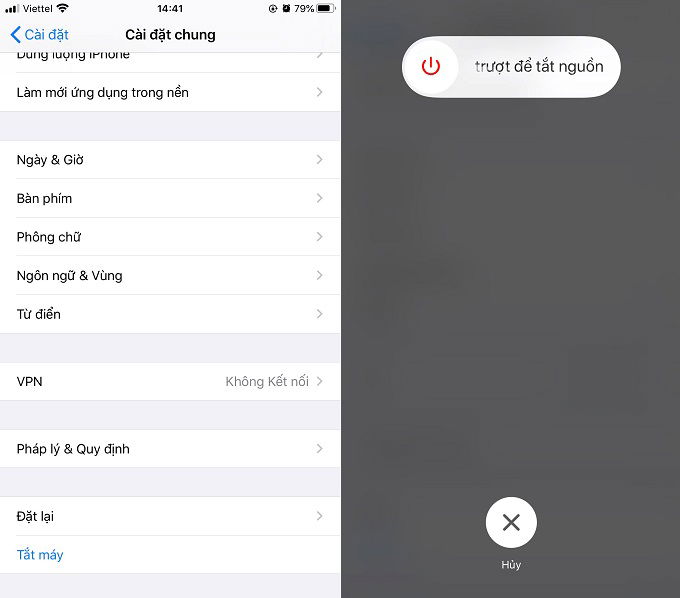 Khởi động lại thiết bị
