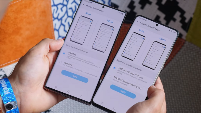 Galaxy Note 20 Ultra có tần số quét thích nghi, còn S20 Ultra là cố định