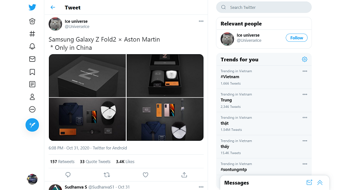 Twitter lộ diện về Galaxy Z Fold 2 Aston Martin
