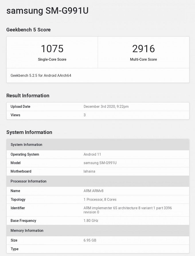 Thông tin trên Geekbench