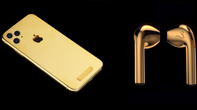 iPhone 11 Pro và Airpods vàng