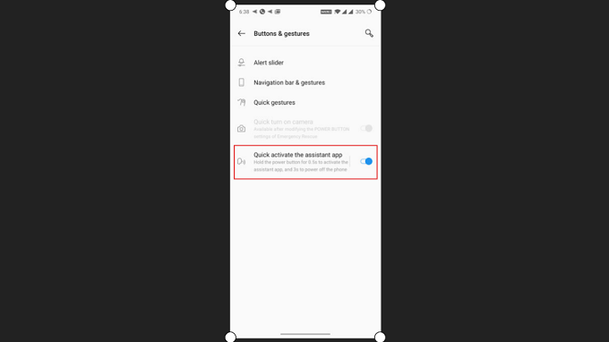 7. Đặt nút nguồn thành nút Google Assistant