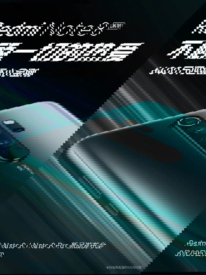 Poster quảng cáo Redmi Note 8, Note 8 Pro có tông màu xanh lá là chủ đạo