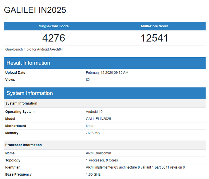 Bảng kết quả trên Geekbench