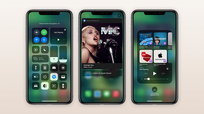 Shazam tích hợp trong control center