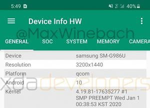 Galaxy S20 Plus có độ phân giải lên đến 3200 x 1440 pixel, theo tỷ lệ 20:9