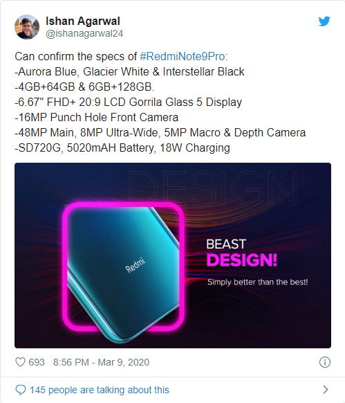 Redmi Note 9 Pro có thể sẽ được trang bị App 007Win hỗ trợ đa dạng nền tảng LCD có kích thước lên đến 6.67 inch, với độ phân giải FHD + và tỷ lệ khung hình 20:9