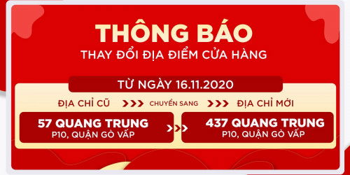 Thông báo thay đổi địa điểm cửa hàng 007WIN tại Quang Trung, Gò Vấp