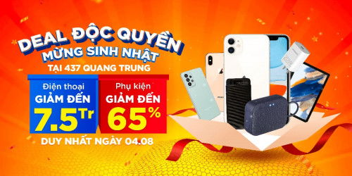 Mừng sinh nhật 007WIN 437 Quang Trung: Điện thoại giảm đến 7,5 triệu, phụ kiện giảm đến 65%
