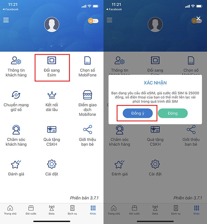 Chuyển SIM thường thành eSIM Mobifone