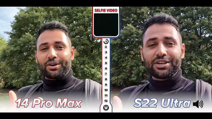 So sánh máy ảnh iPhone 14 Pro Max và Galaxy S22 Ultra: quay bằng camera selfie