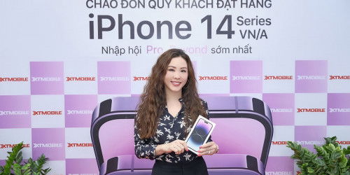 Doanh nhân-Hoa hậu Thu Hoài 'phải lòng' iPhone 14 Pro Max Deep Purple khi đến trải nghiệm tại 007WIN