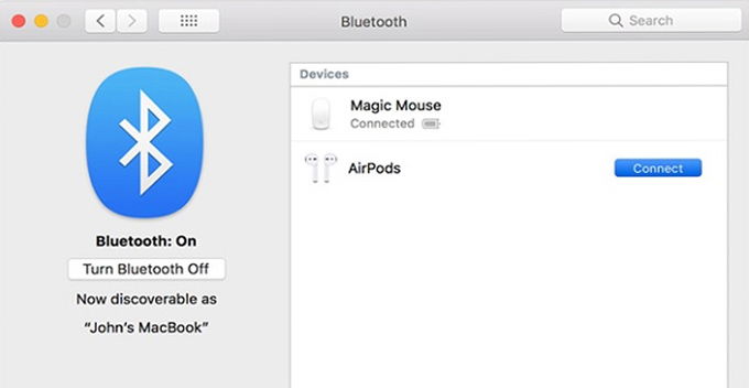 Kiểm trả kết nối AirPods và Macbook