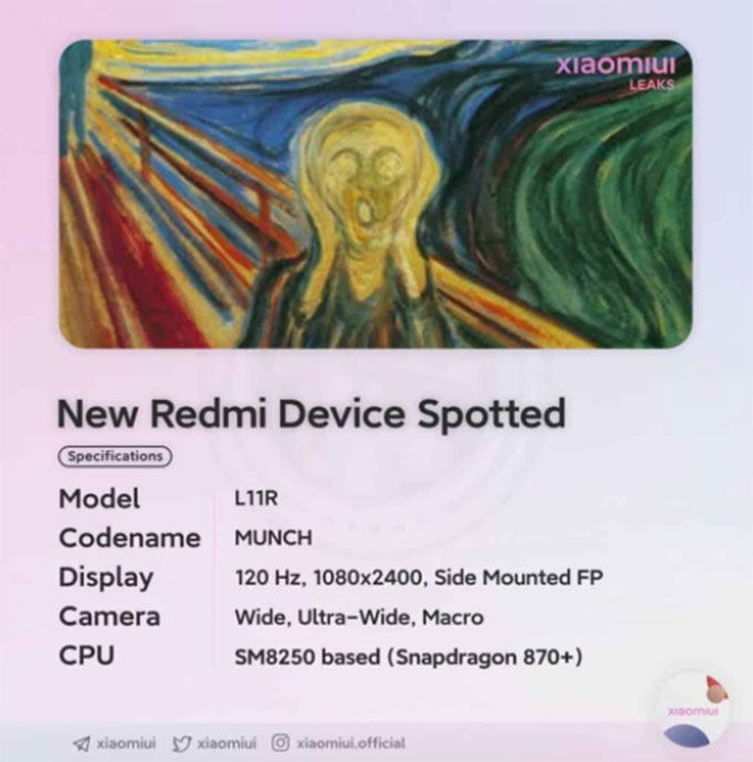 Bảng mã của Redmi K50
