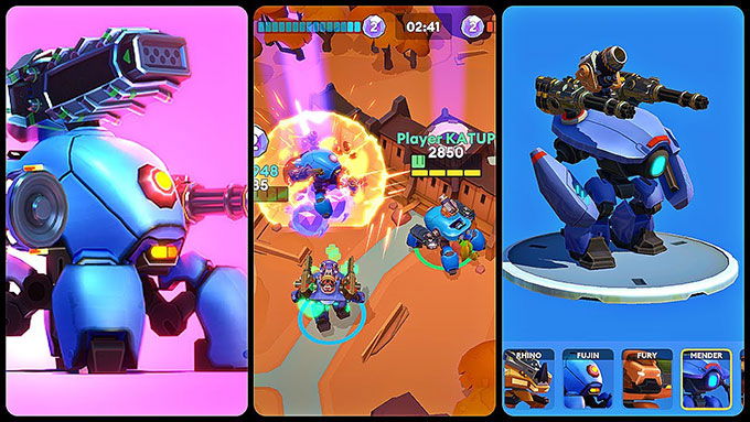 Top những tựa game mobile bắn súng góc nhìn trên cao: Little Big Robots. Mech Battle