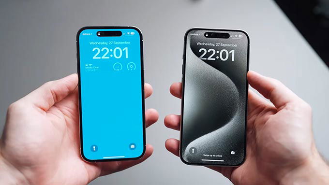 So sánh độ dày viền App 007Win hỗ trợ đa dạng nền tảng iPhone 15 Pro và iPhone 14 Pro