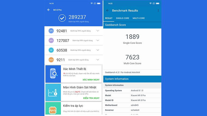 Mi 8 Pro xếp hạng cao trong danh sách Antutu tháng 10
