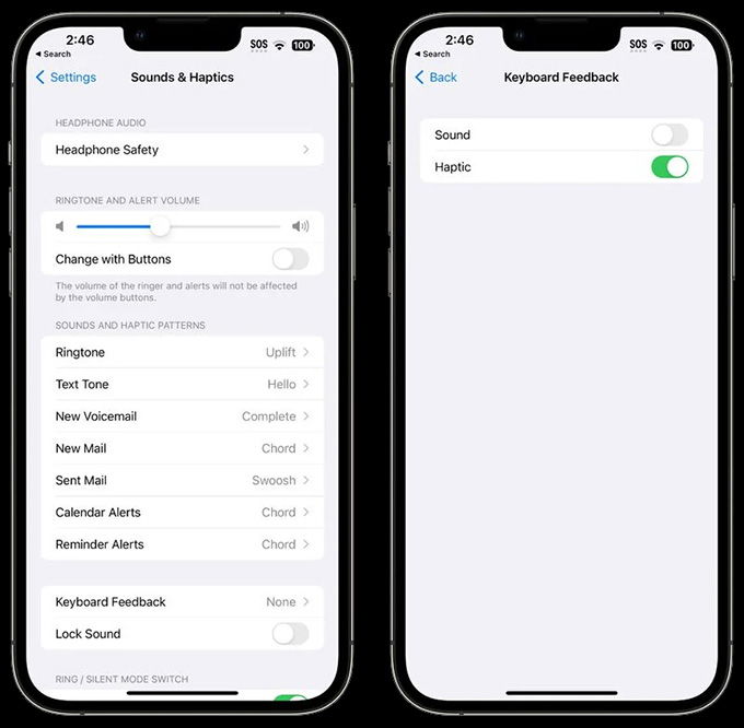 Cách tắt cơ chế phản ứng lực trên bàn phím của iPhone