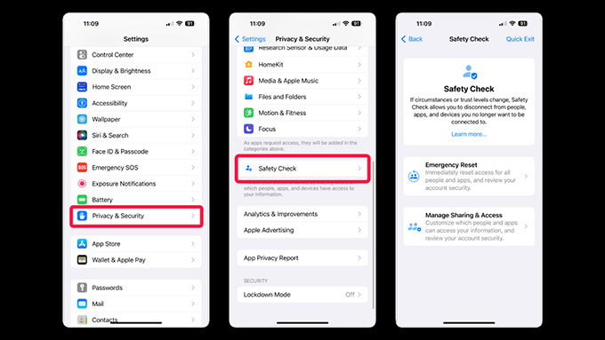 Cách thức bật chế độ Safety Check trên iPhone