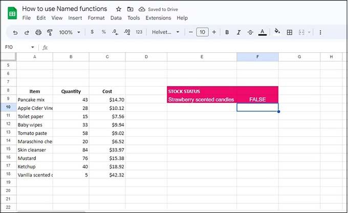 Cách sử dụng hàm được đặt tên trong Google Sheets đơn giản