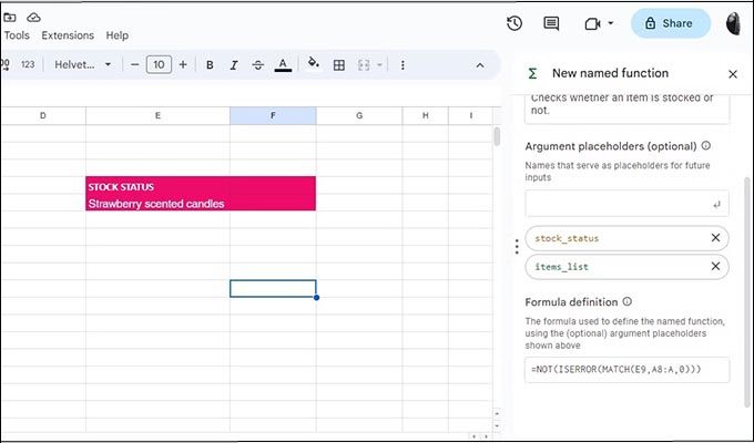 Cách tạo hàm được đặt tên trong Google Sheets trên trình duyệt web