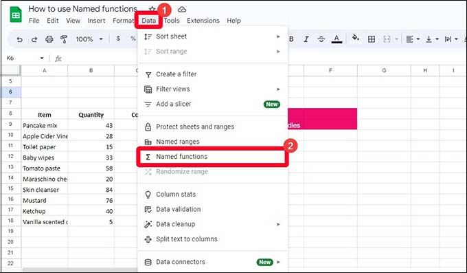 Cách tạo hàm trong Google Sheets nhanh chóng từ bảng tính có sẵn dữ liệu