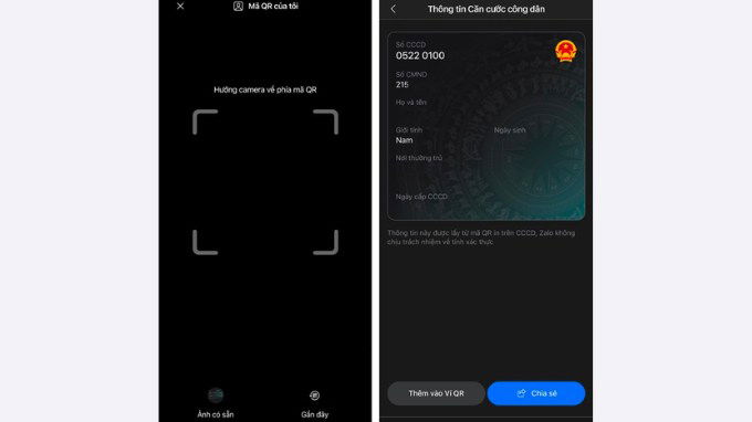Tiến hành quét mã QR trên CCCD để tra số CMND cũ