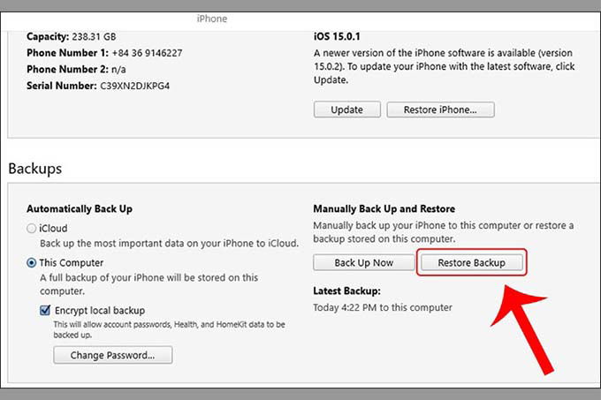 Khôi phục tin nhắn văn bản đã xóa thông qua iTunes