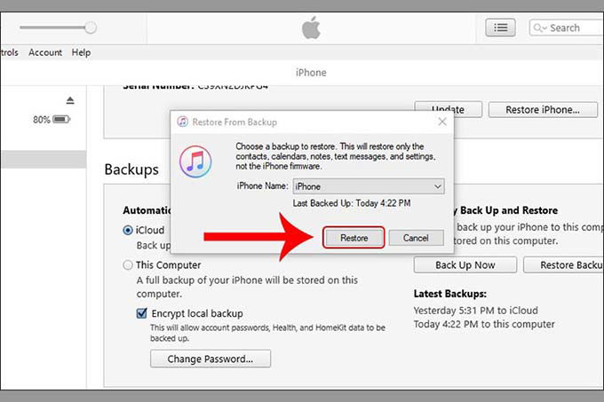 Khôi phục tin nhắn văn bản đã xóa thông qua iTunes